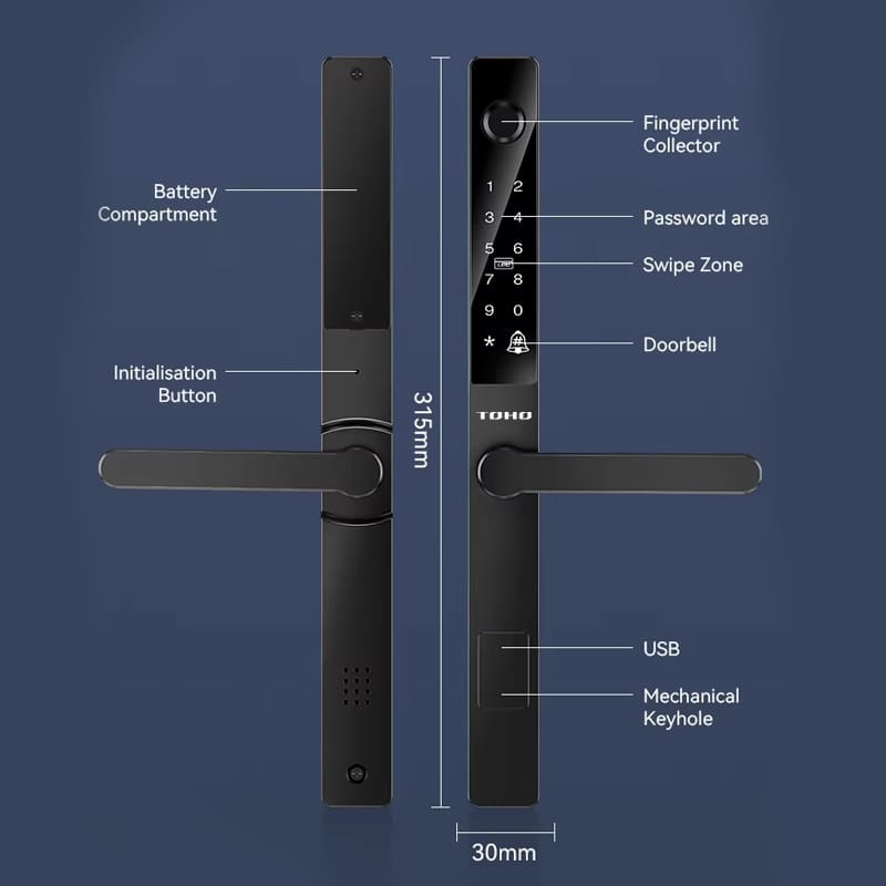 Ảnh chi tiết khóa vân tay và bàn phím số