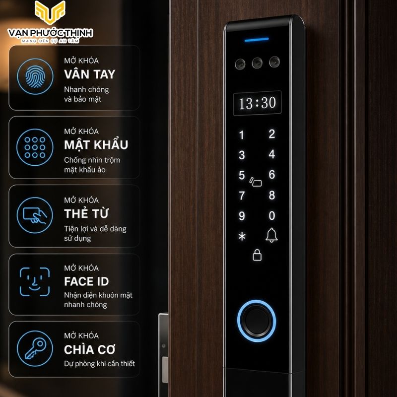 Các phương thức mở khóa đa dạng trên khóa cửa thông minh hiện đại