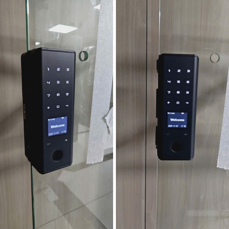 Thiết kế không khoan kính của TH740 giữ nguyên độ thanh thoát của cửa kính sảnh
