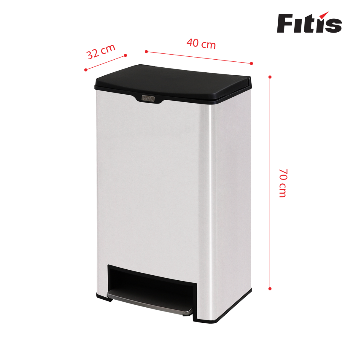 Thông số chi tiết Thùng rác Mega đạp 40l Fitis
